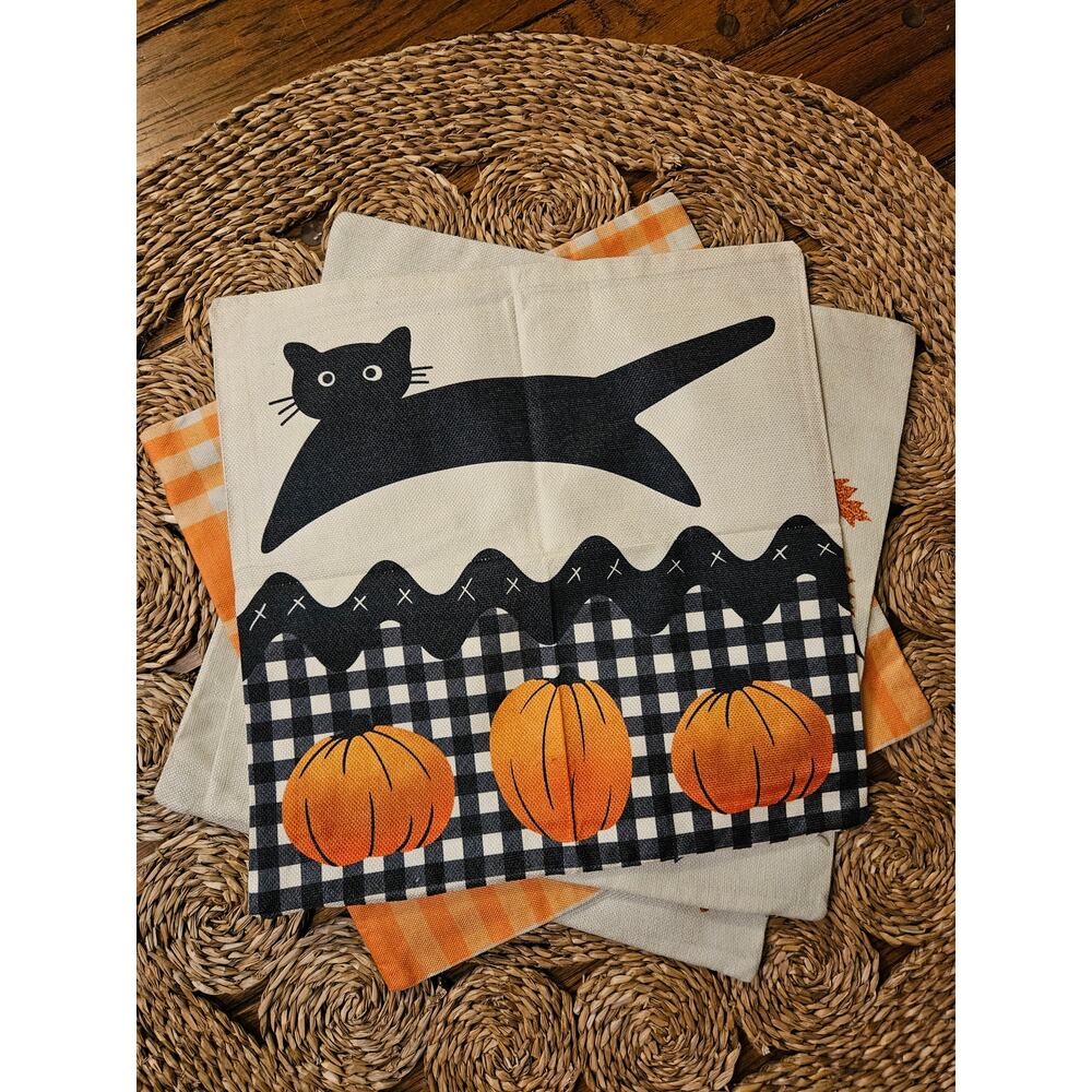 Set of 4 Fall & Halloween Pillow Covers – 17” x 17”